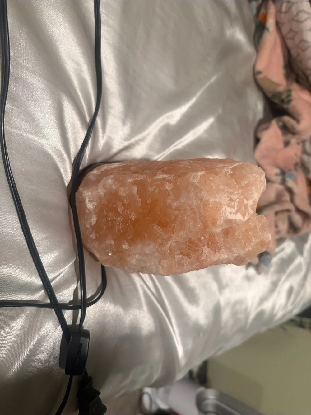 Himalayan Salt Rock Lamp with Wooden Base - Pink-Orange Glow
